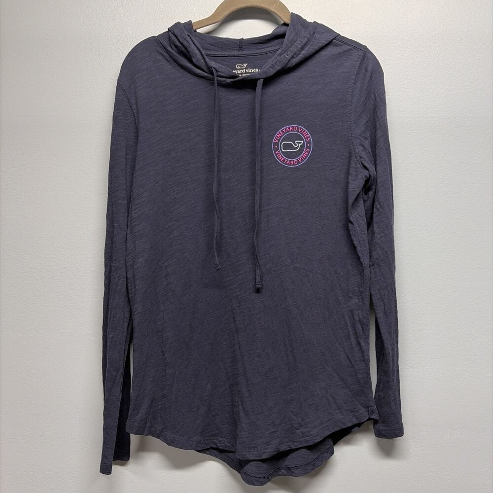 Vinyard Vines Navy T-shirt Hoodie Long sleeved Logo Whale Womens XS